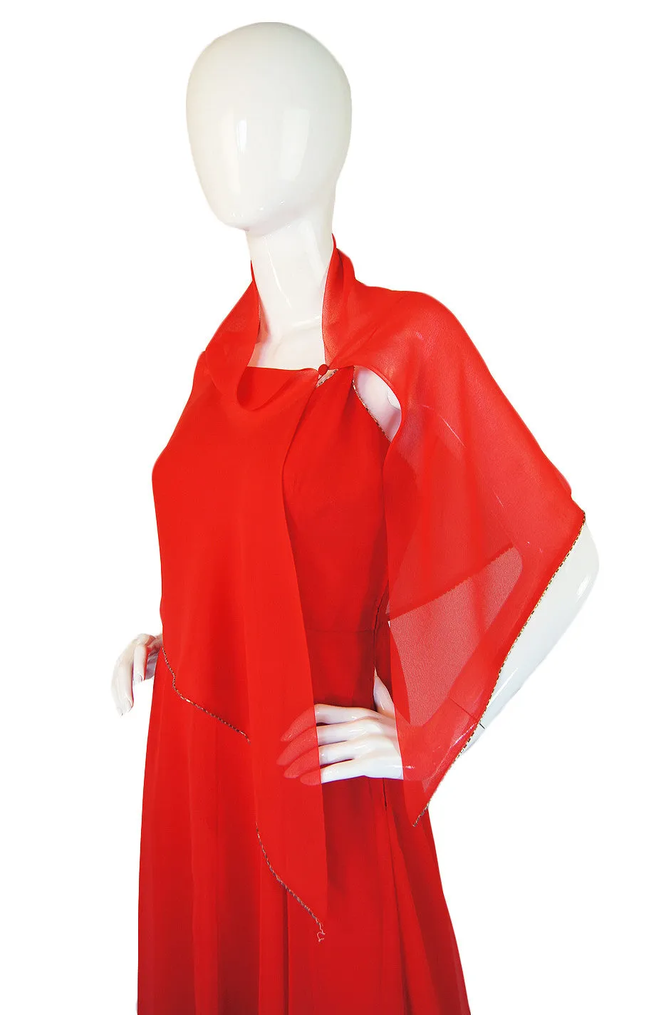 1970s Nina Ricci Chffon Silk Maxi & Wrap