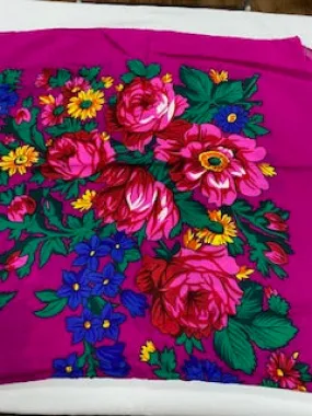 44 inch Fuchsia Non Metallic Floral Scarf