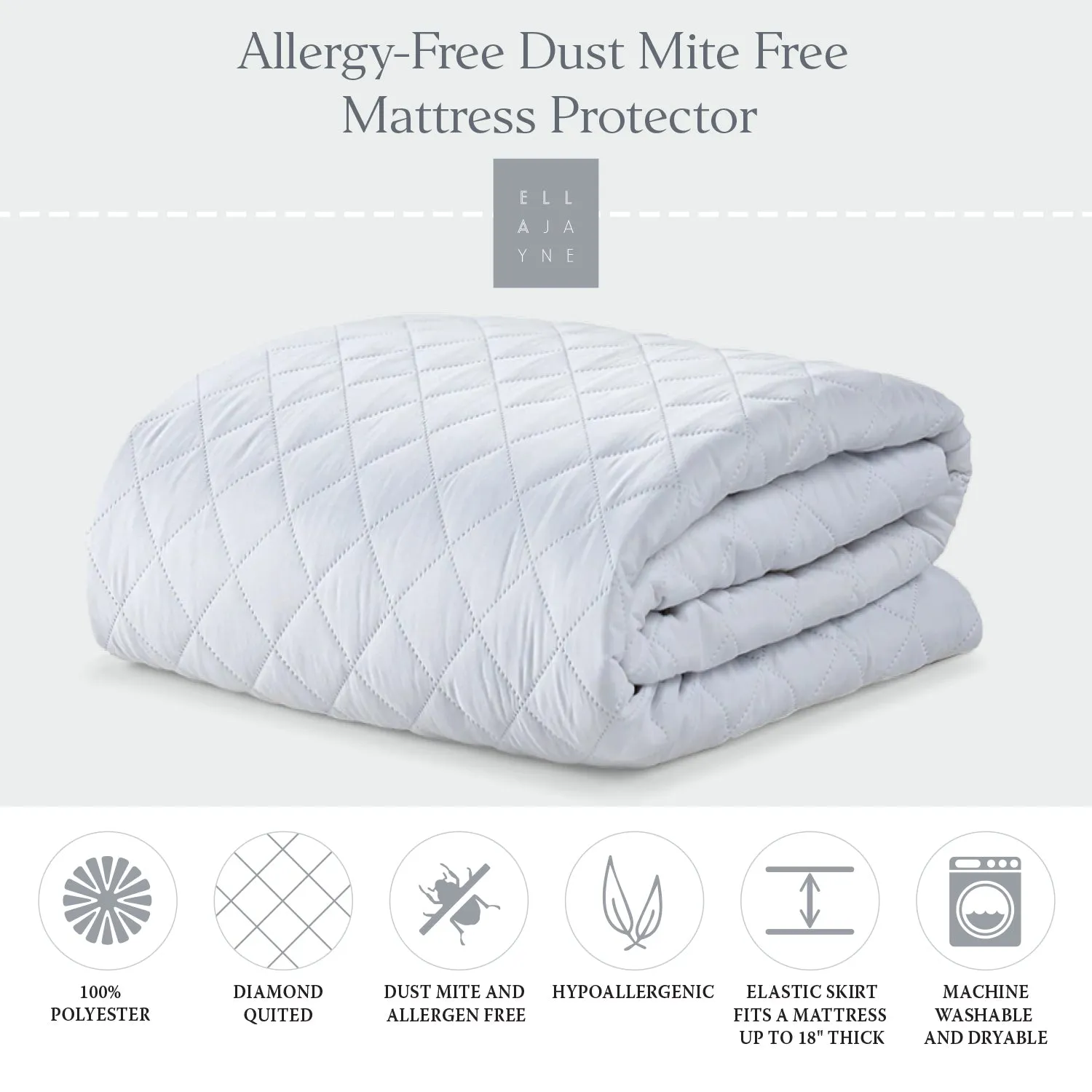 Allergy Free Bundle B | Medium Fill Allergy Resistant Gel Filled All Sleeper Pillow and Allergy-Free Dust Mite Free Mattress Protector