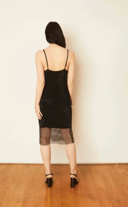 Caballero Emilia Beaded Mesh Skirt in Black