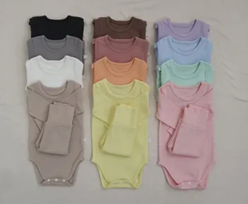 Cotton Onesie and Matching High Waist Leggings Set  in 10 color variations