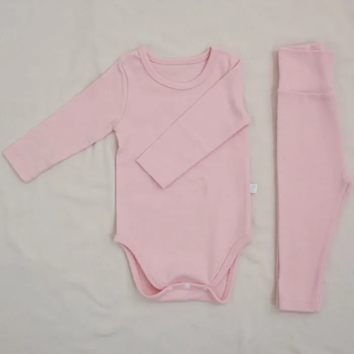 Cotton Onesie and Matching High Waist Leggings Set  in 10 color variations