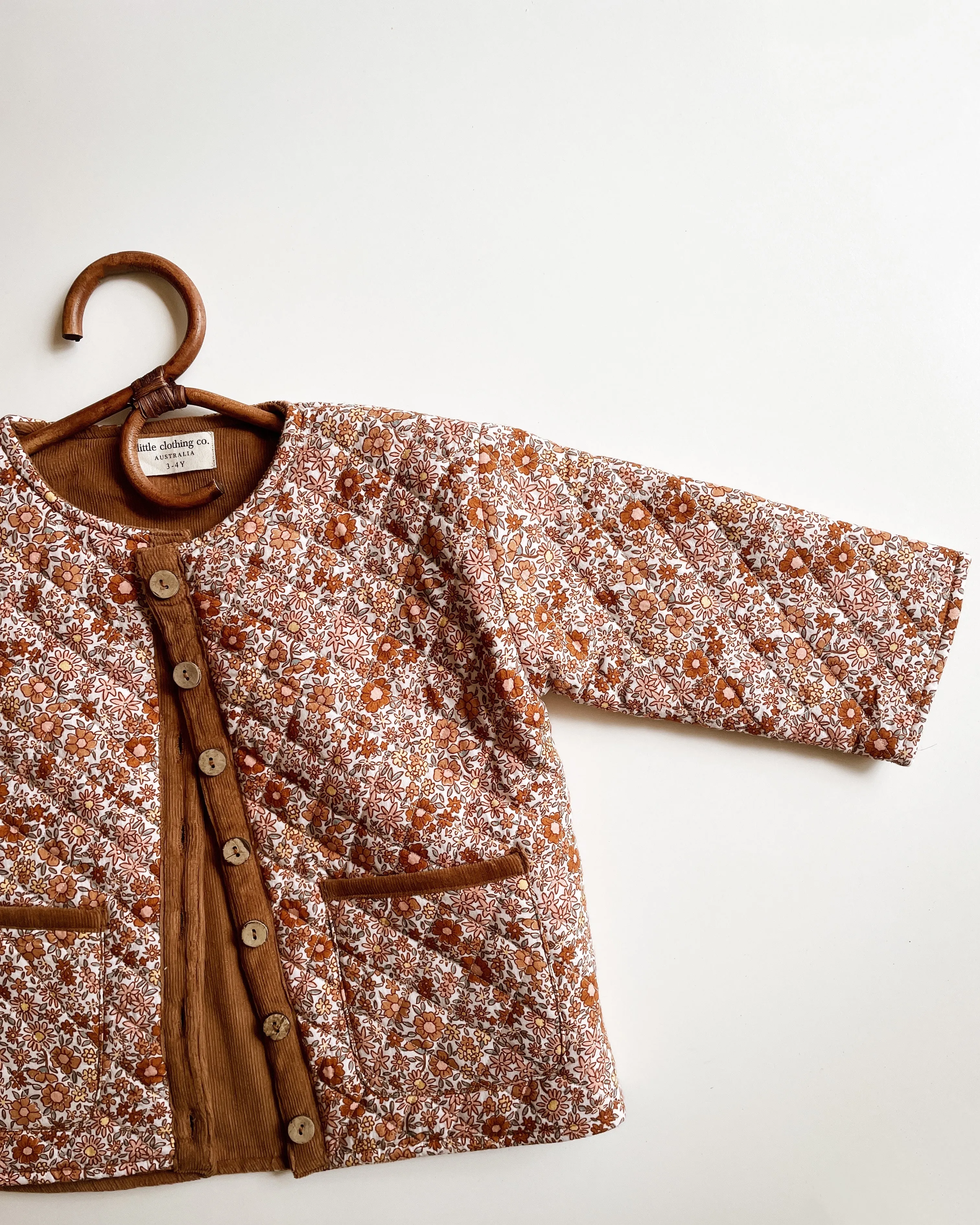 Ditsy Floral Quilted Jacket in Cotton & Corduroy - Reversible