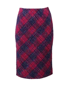 Gingham Tweed Pencil Skirt