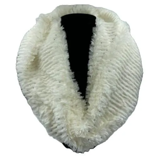 Infinity Plush Sequin Scarf Faux Fur New Soft O/S Women's
