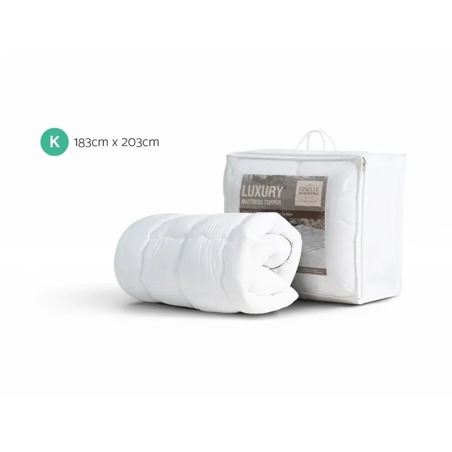 King Premium Package | Bedzy Luxe Halcyon King Bed Frame Black, Plush Premium Euro Top Pocket Spring Mattress (Medium Firm) & Bamboo Mattress Topper!