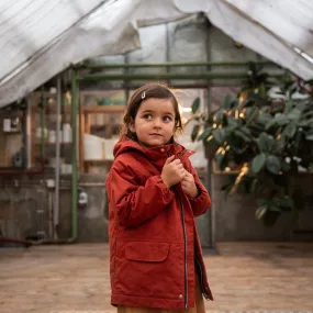 Organic Cotton Waxed Padded Jacket - Brick - 2-8y