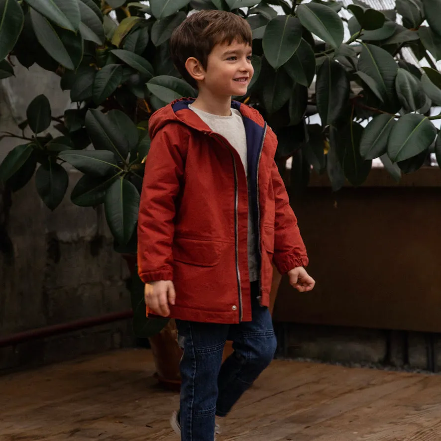 Organic Cotton Waxed Padded Jacket - Brick - 2-8y