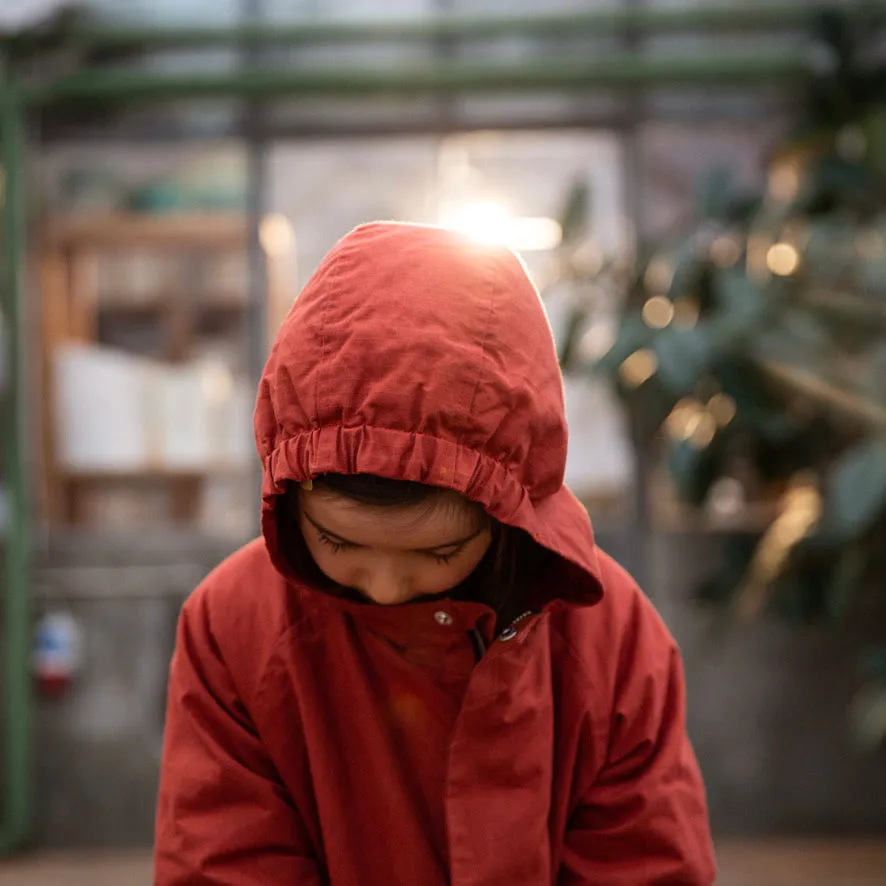Organic Cotton Waxed Padded Jacket - Brick - 2-8y
