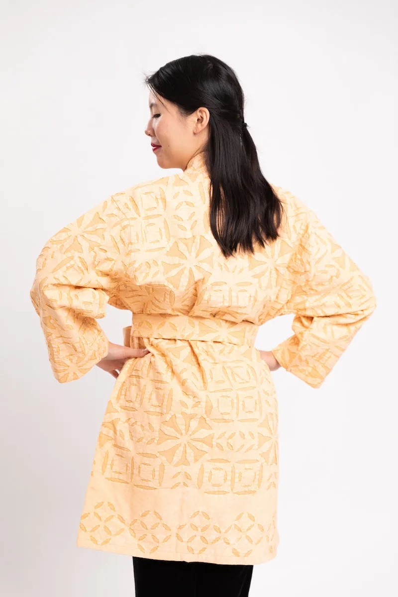 Peach Appliqué Jacket Dress