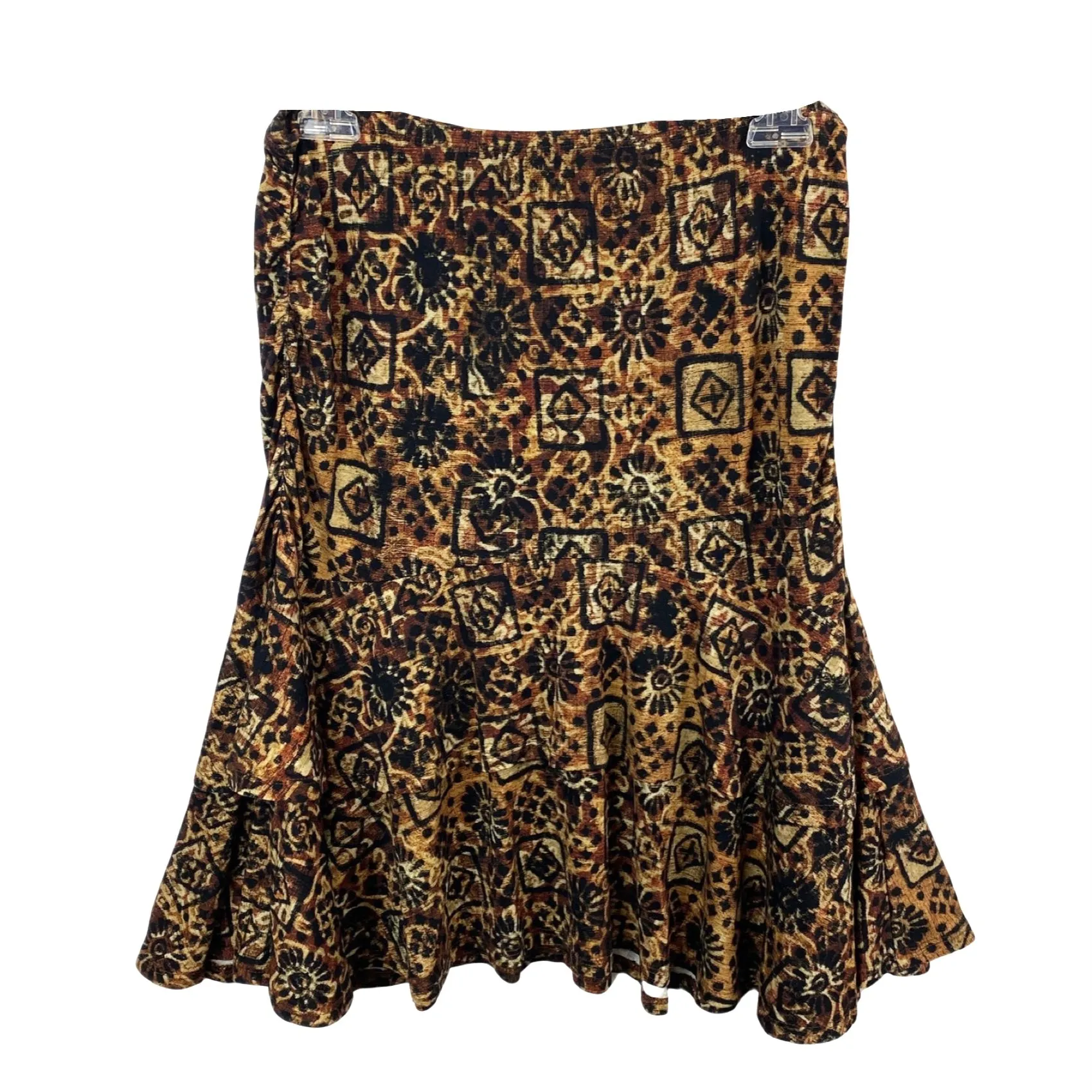 Peruvian Connection Patterned Layered Midi Skirt