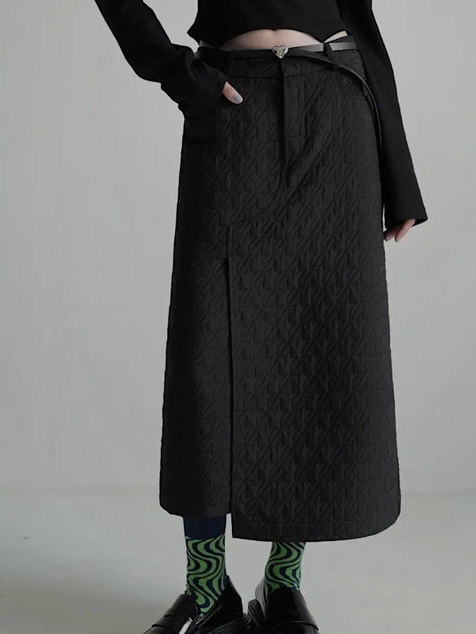 Quilted slit skirt HL4078