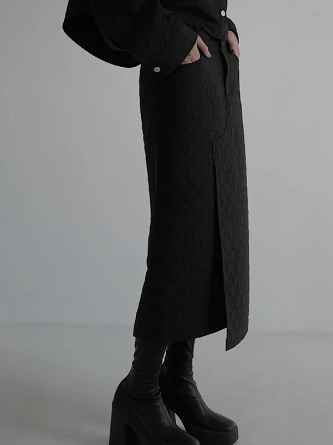 Quilted slit skirt HL4078