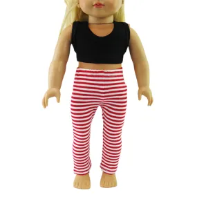 Red and White Striped Leggings for 18-inch dolls