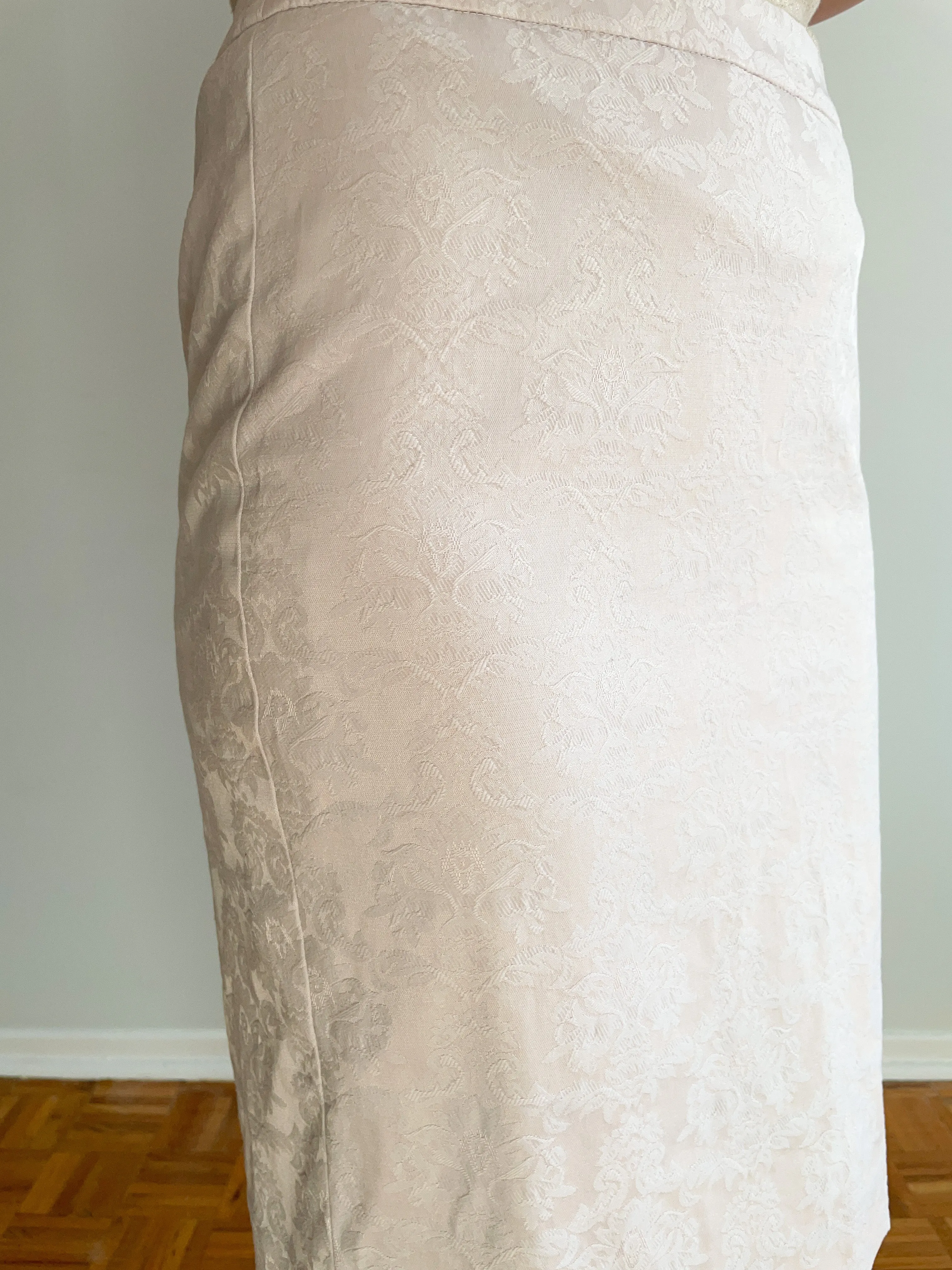 RW & Co. Blush Cream Brocade High-Waist Pencil Skirt - Size 4