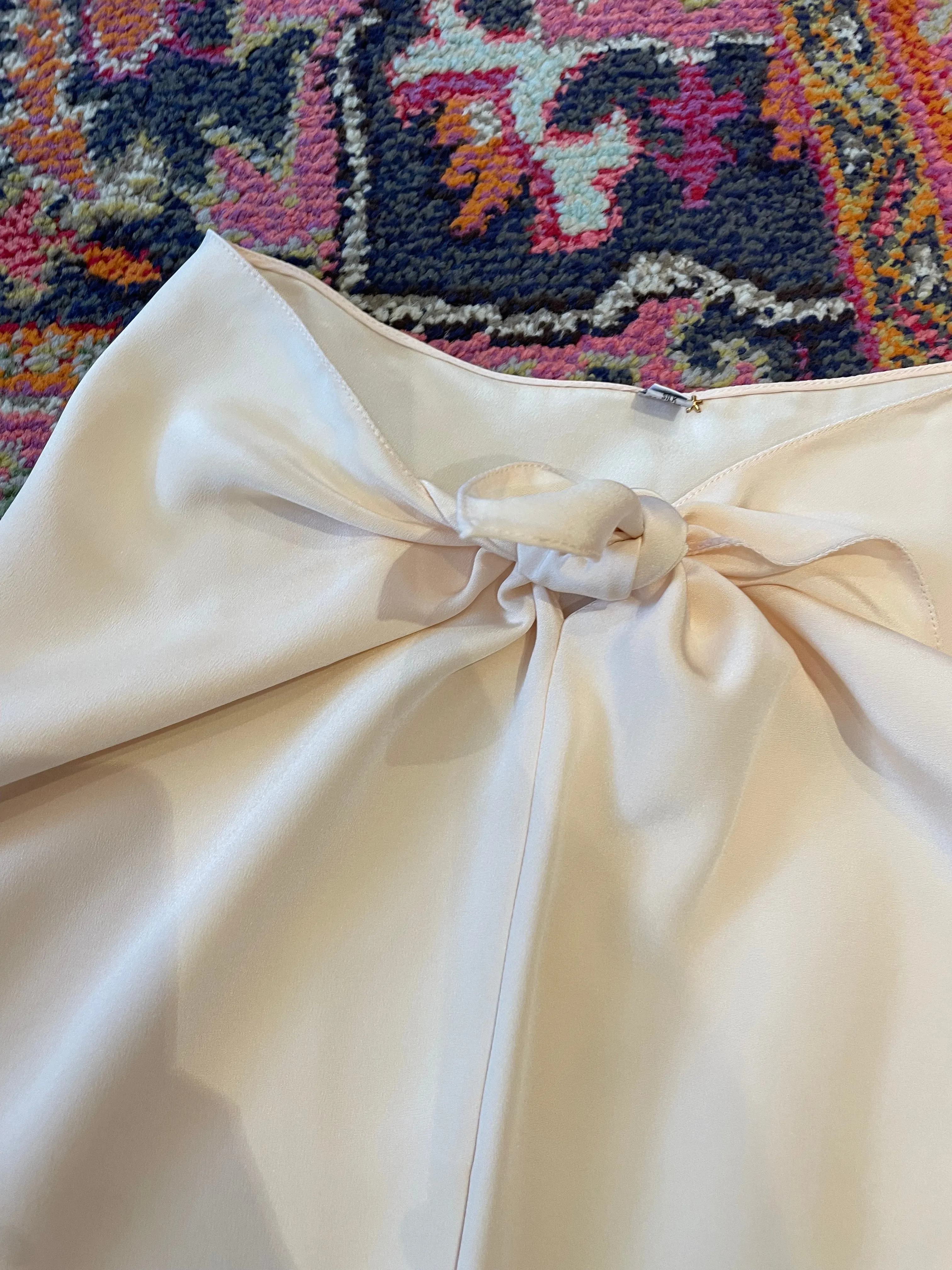 Silk , Peach Charmeuse Tie Skirt by Abejas