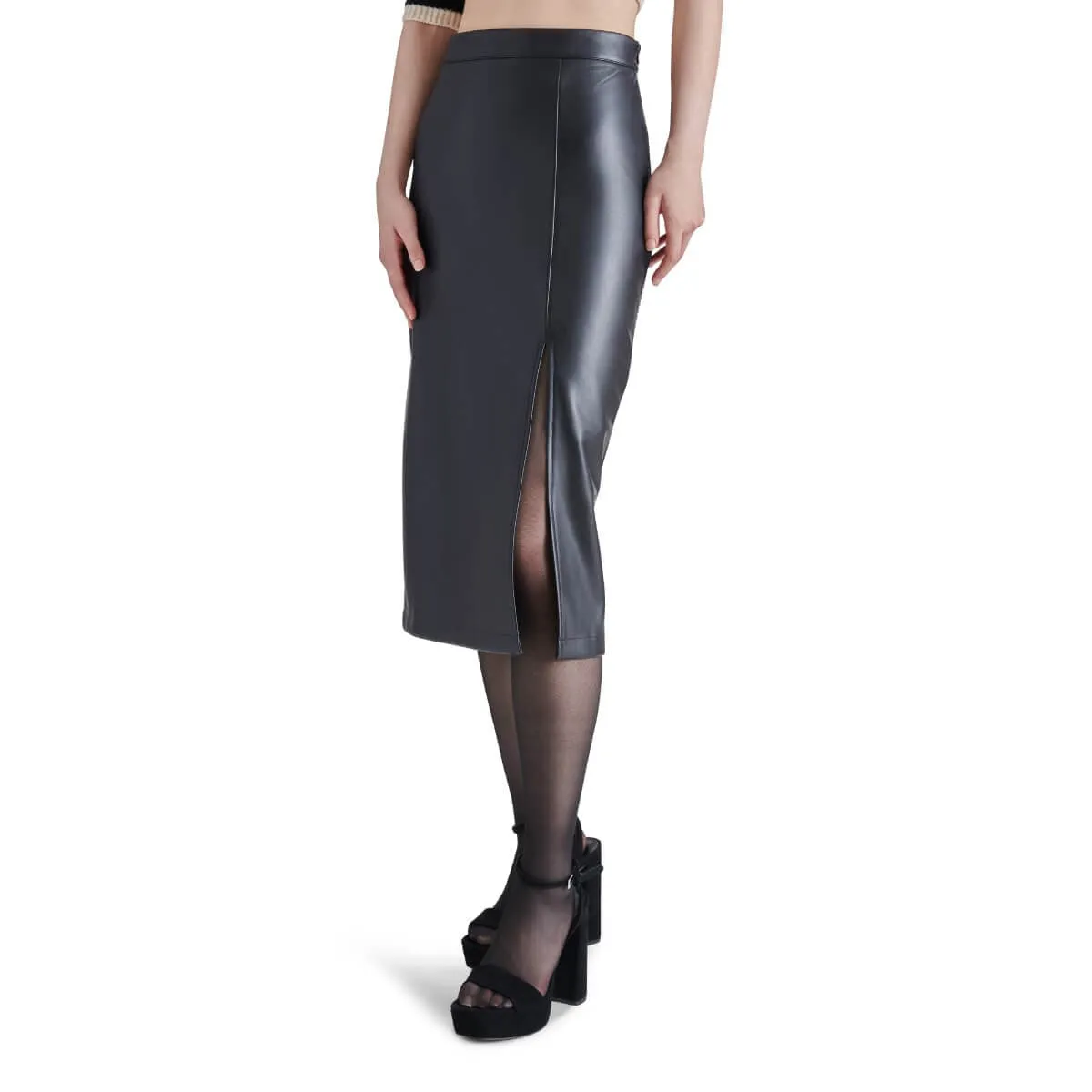 Steve Madden Amarilla Faux Leather Midi Skirt
