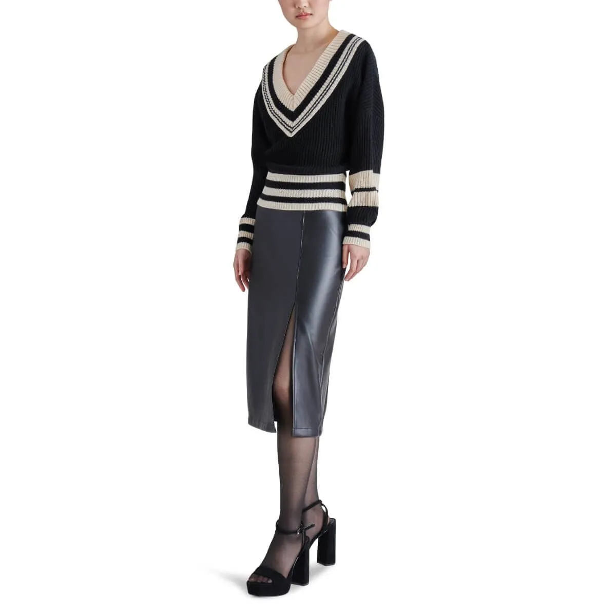 Steve Madden Amarilla Faux Leather Midi Skirt