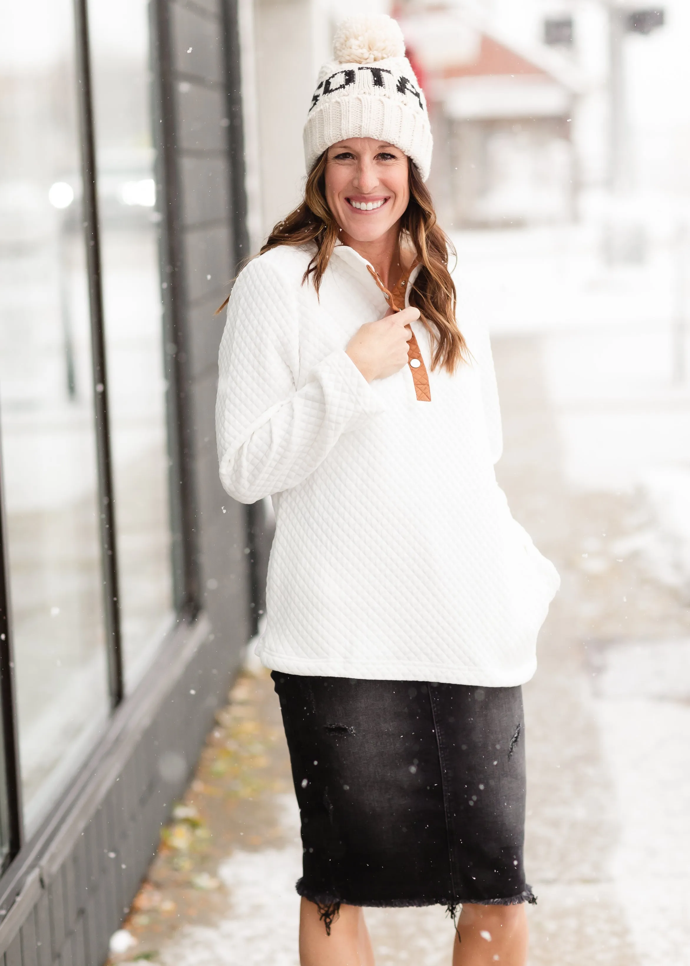 White Quilted Button Up Sweater - FINAL SALE