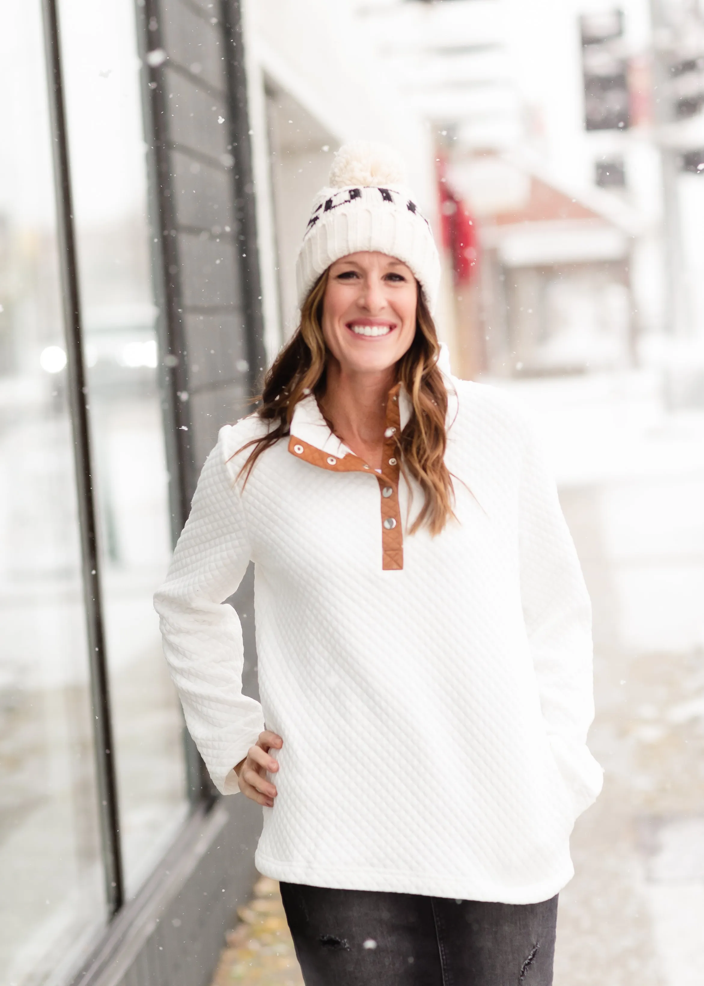 White Quilted Button Up Sweater - FINAL SALE