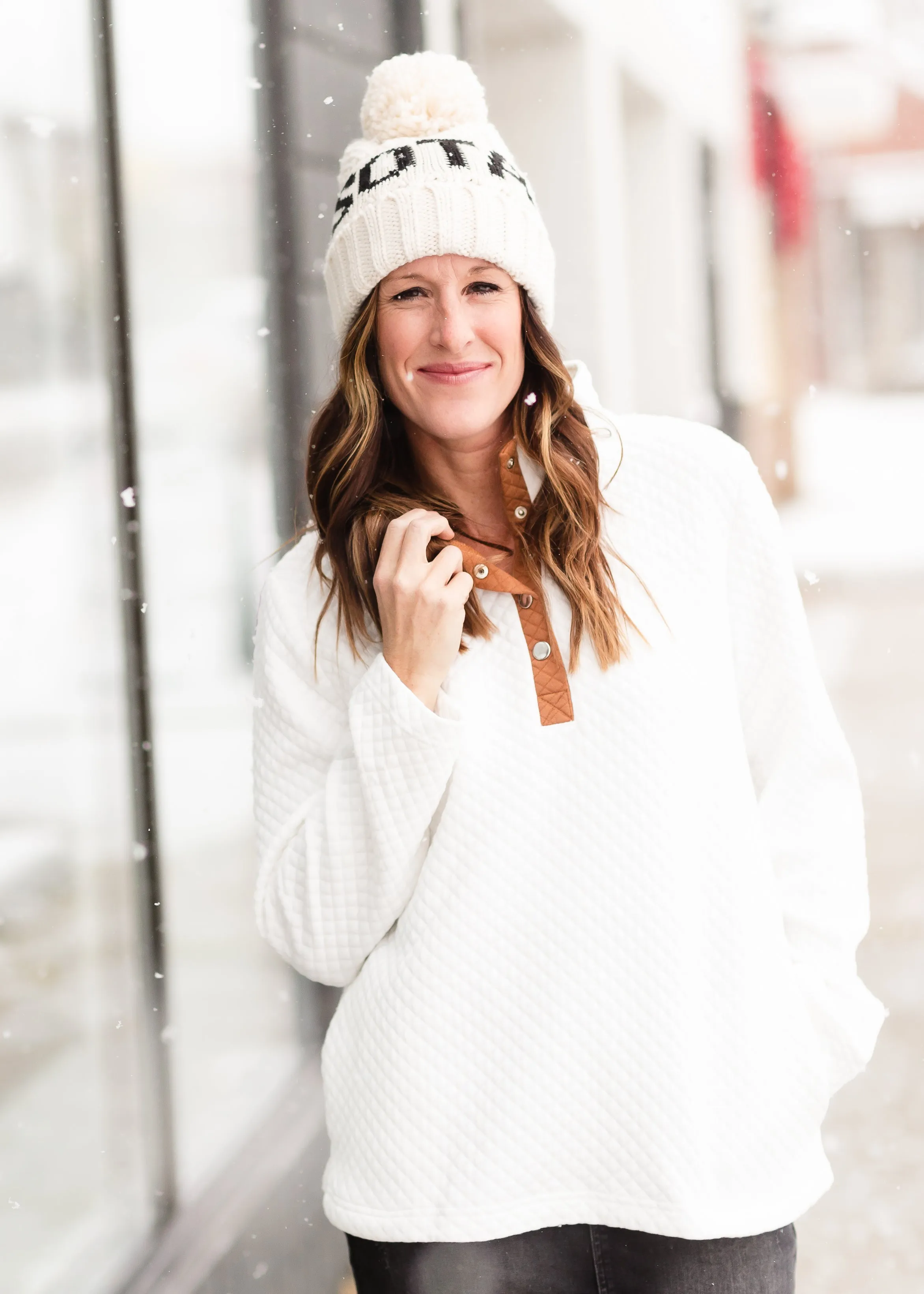 White Quilted Button Up Sweater - FINAL SALE