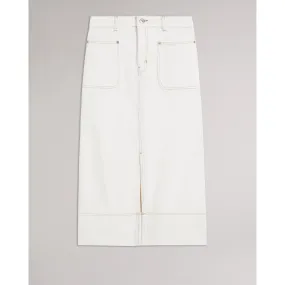 Women Wms-Jomana-Button Up Denim Pencil Skirt - Ivory