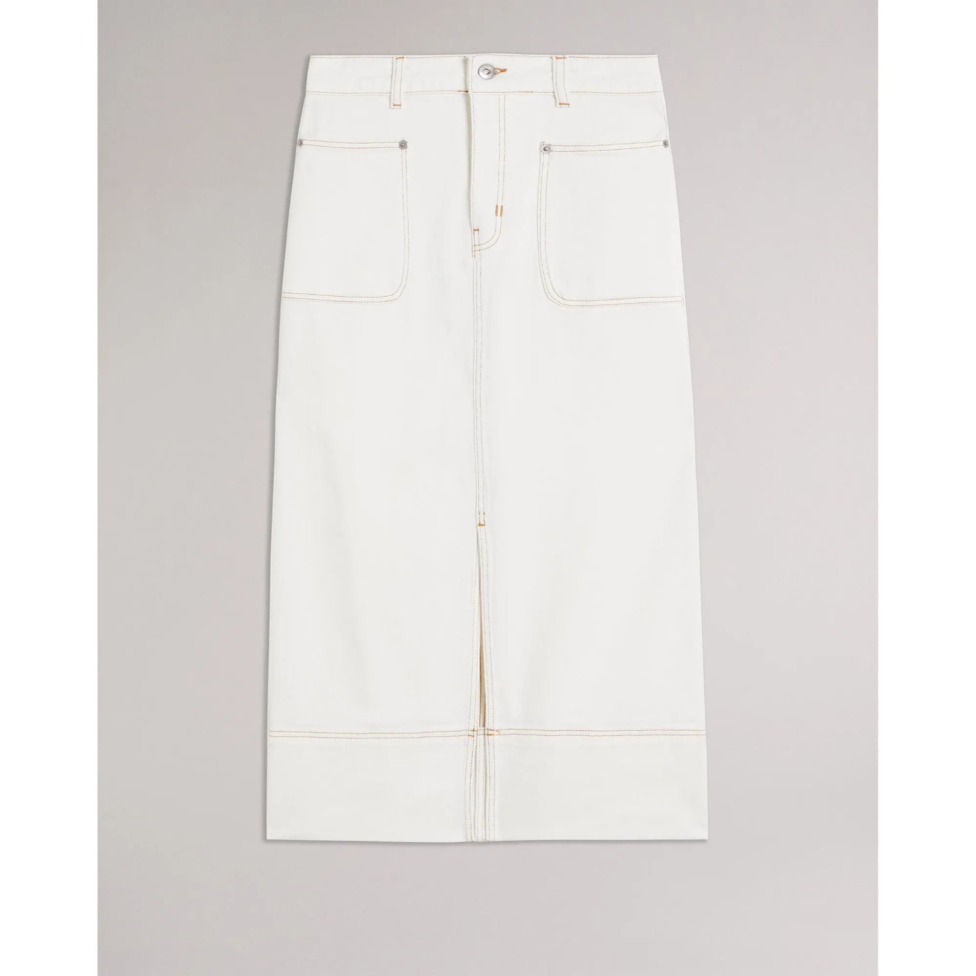Women Wms-Jomana-Button Up Denim Pencil Skirt - Ivory